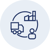 Icon depicting a supply chain solutions, delivery, steel, and representing flat rolled steel products.