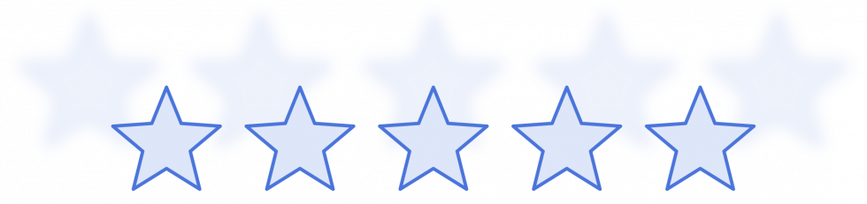Five-star rating graphic representing customer satisfaction and service excellence.